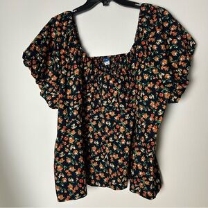 Old Navy Floral Smocked Cottage Core Women's Top